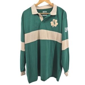 Chicago White Sox Miller Lite Shamrock Rugby Shirt Sz XL Green St Patricks Day